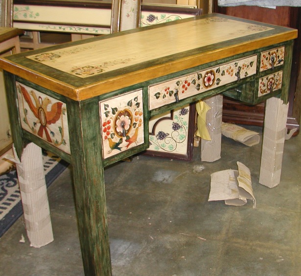 Peruvian style desk, birds fruit desk