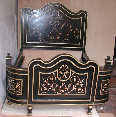 Hand Painted French Country Bed black with scrolls
