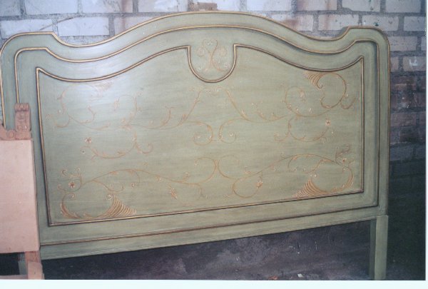 Hand Painted French Country Bed scrolls